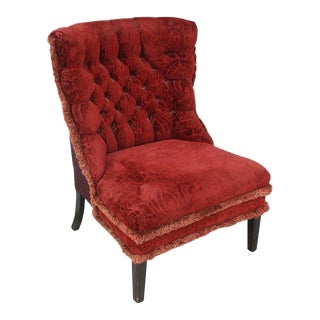 Mid 20th Century Victorian Style Slipper Chair With Tufting For Sale
