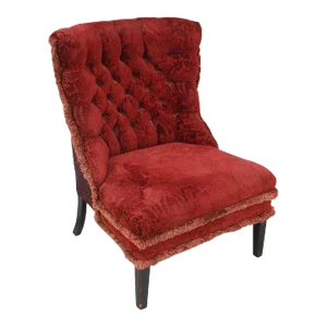 Mid 20th Century Victorian Style Slipper Chair With Tufting