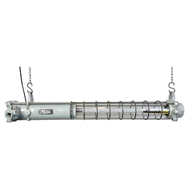 Grey Industrial Hanging Tube Light from Elektrosvit, 1980s For Sale