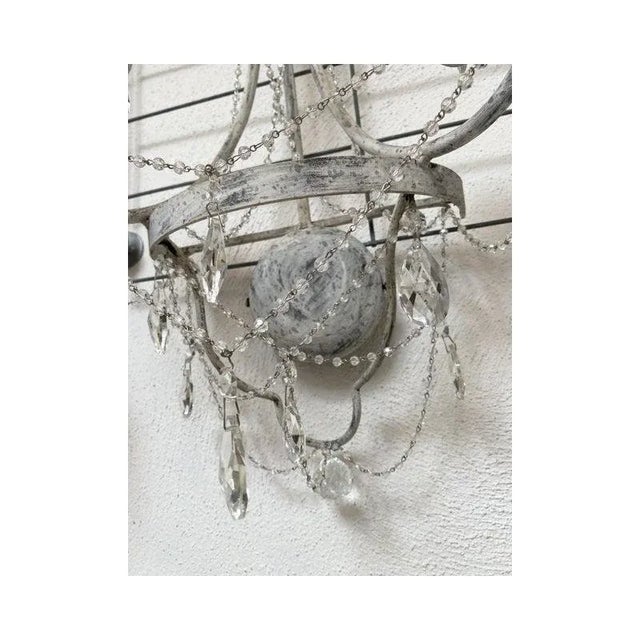 Florentine Wrought Iron Wall Lamp with Crystals by Simoeng For Sale - Image 4 of 10