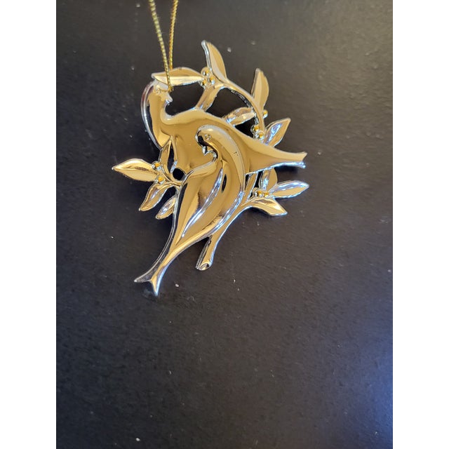 Traditional Dansk Two Turtle Doves Silverplate Christmas Ornament For Sale - Image 3 of 9