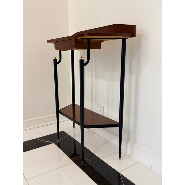 Wood Italian Demi Lune Console Table, 1950s For Sale - Image 7 of 8