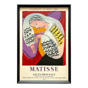Henri Matisse Vintage 1960 Mourlot Lithograph Print Framed Mid Century Modern French Exhibition Poster " the Dream " 1940