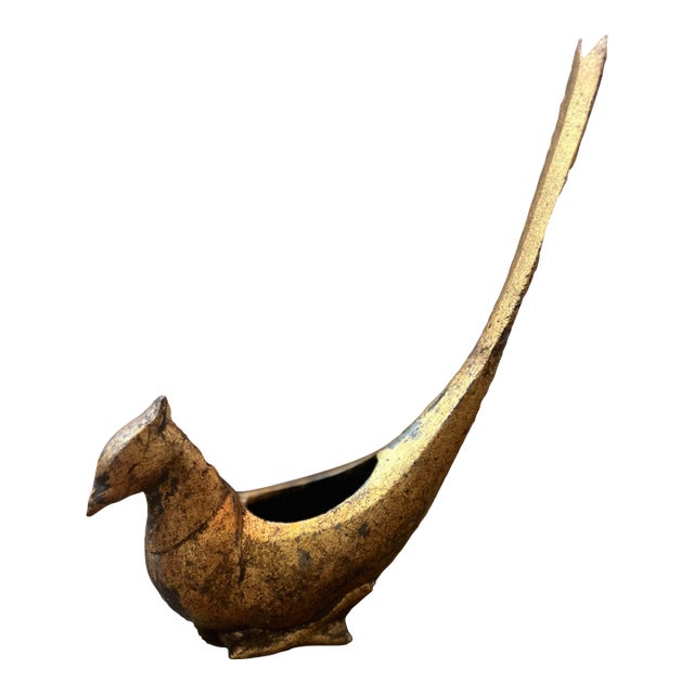 Japanese Cast Iron or Bronze Bird/Pheasant Figurine.. Vase.. Planter For Sale