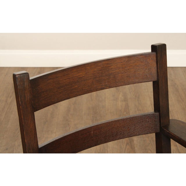 Mission Oak Craft Antique Mission Oak and Leather Rocking Chair For Sale - Image 3 of 12