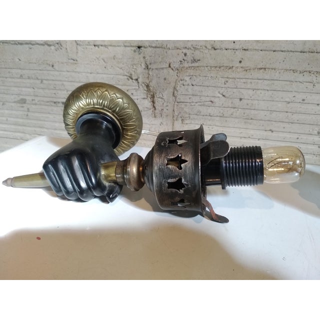 Gold and Black Hand Wall Light Torch, 1970s For Sale - Image 4 of 18