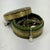 Round Italian Mcm Vintage Leather Jewelry Box. The interior is upholstered with the original Italian green velvet fabric....