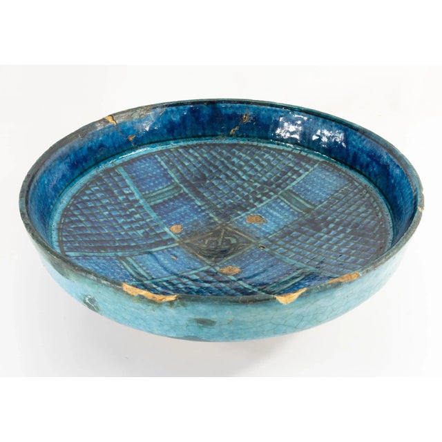 Early Persian Turquoise and Blue Kashan Bowl For Sale - Image 12 of 12
