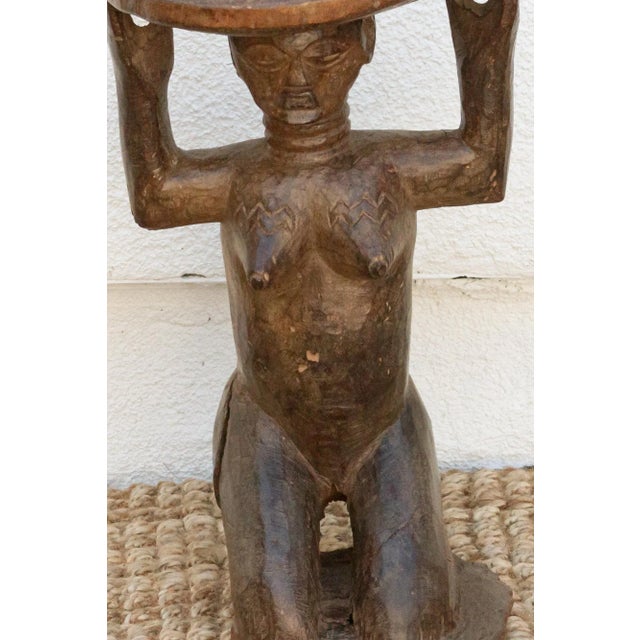 African Antique African Figural Luba's Stool For Sale - Image 3 of 10