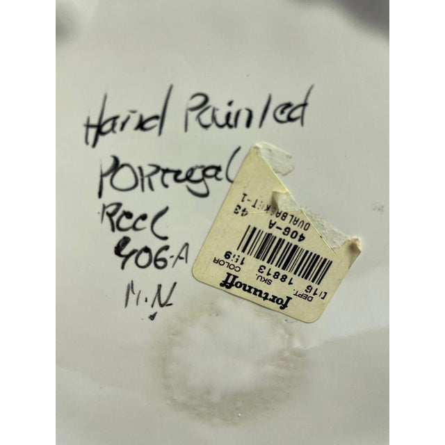 White Vintage Hand-Painted Ceramic Lattice Basket With Flowers From Portugal For Sale - Image 8 of 8