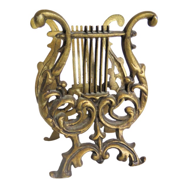 Early Hollywood RegencyBrass and Pot Metal Sheet Music/Magazine Rack For Sale
