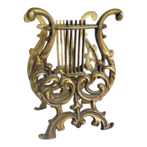 Early Hollywood RegencyBrass and Pot Metal Sheet Music/Magazine Rack