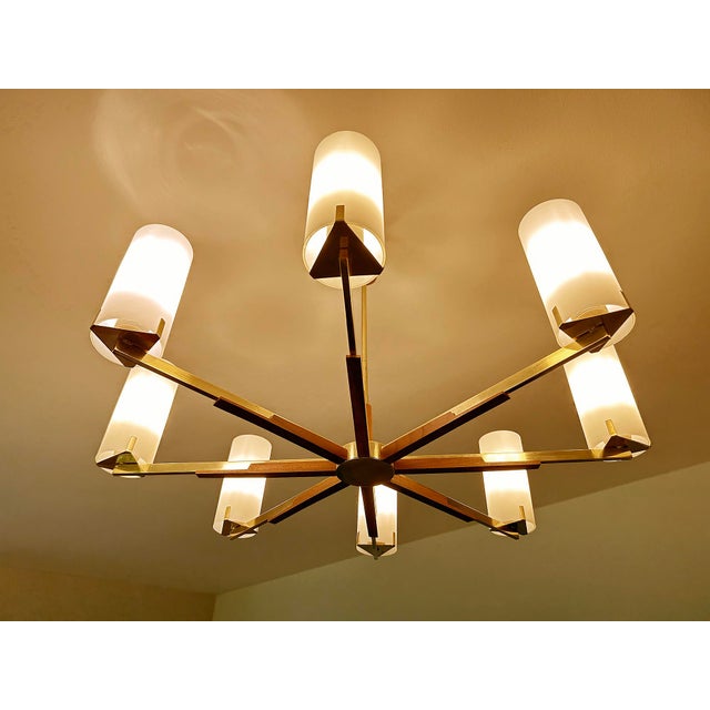 Large Scandinavian Glass and Teak Pendant Light, 1960s For Sale - Image 10 of 15