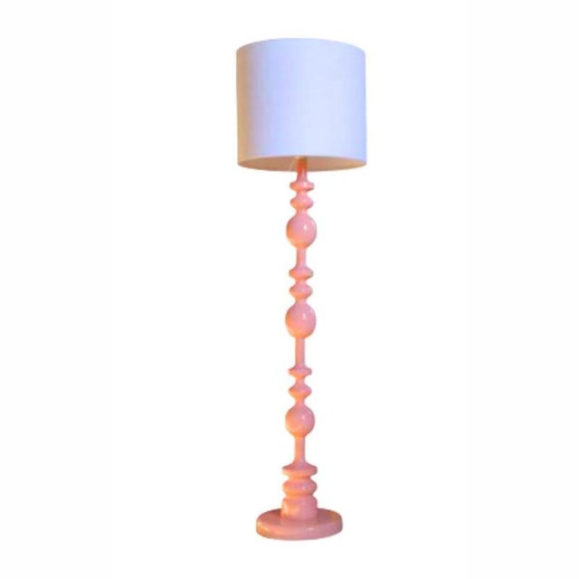 Contemporary Pamela Floor Lamp in Beech with Lacquer and Aj Linen by Popus Editions For Sale - Image 3 of 6