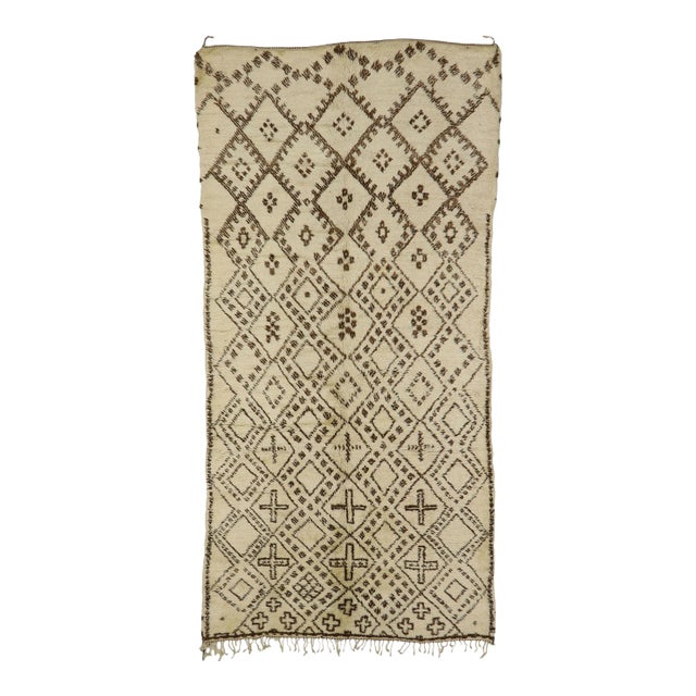 Vintage Berber Beni Ourain Moroccan Rug - 06'06 X 13'01 For Sale