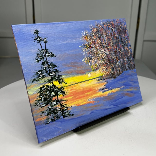 Contemporary "Twilight in Winter" Contemporary Original Impressionist Style Landscape Painting by Deb Bossert For Sale - Image 3 of 6