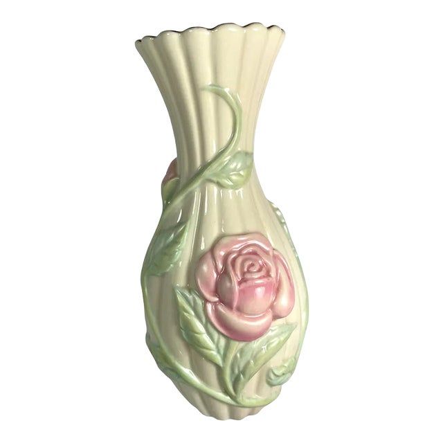 Vinatge Lenox Sentimental Rose Gold Trim 3D Pink Bud Vase For Sale