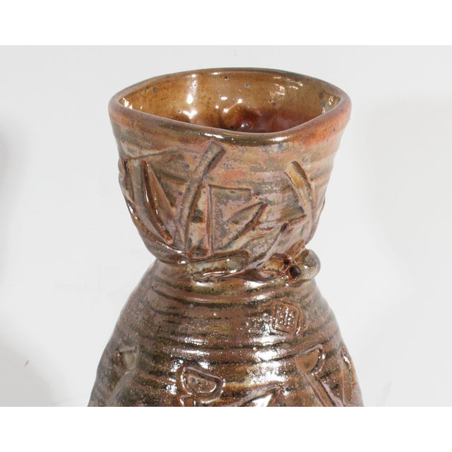 Brown Signed Studio Pottery Vase by Barry Unitas Barnes For Sale - Image 8 of 8