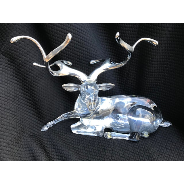 1970s Vintage Lucite and Silver Deer Family Sculptures - Set of 4 For Sale - Image 5 of 9