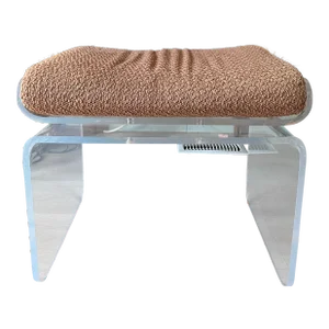 1960s Vintage Waterfall Swivel Lucite Bench or Stool With Upholstered Cushion