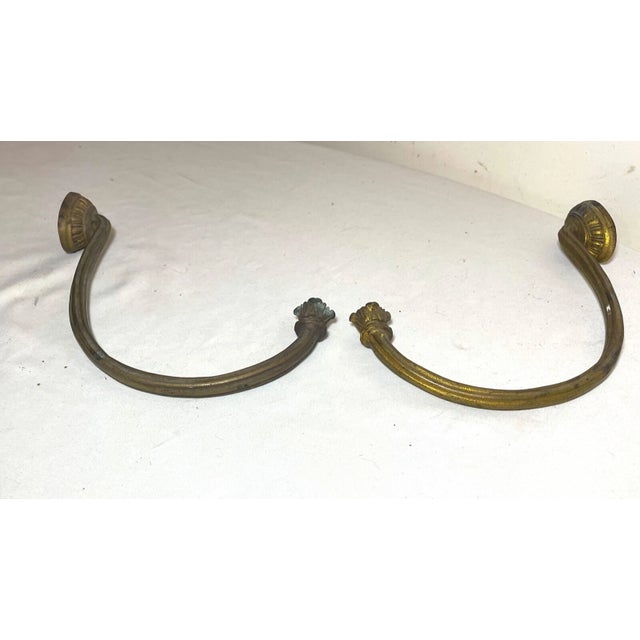 Victorian Pair of Antique 19th Century Gilt Bronze Ornate Victorian Wall Hooks Bracket For Sale - Image 3 of 8