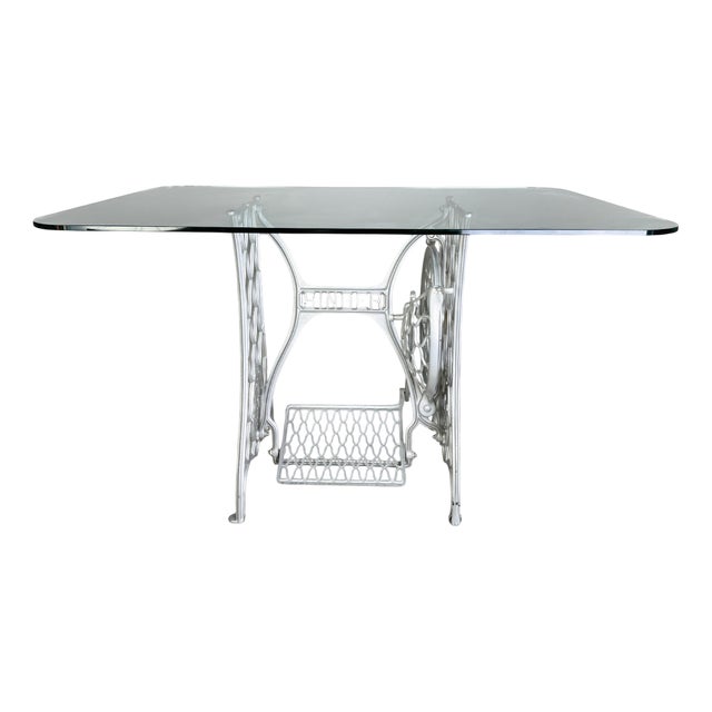 Mid-Century Dining Table in Glass For Sale