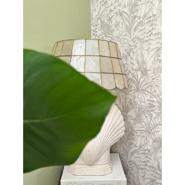 Coastal Vintage Nautilus Shell Lamp - Rewired Reshaded For Sale - Image 3 of 7