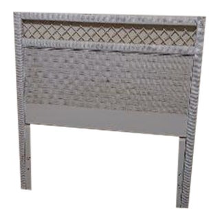 1980s White Wicker Rattan Twin Headboard Henry Link Style For Sale