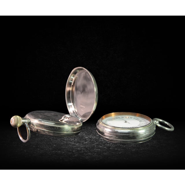 Silver Clock and Barometer from Thornhill London, 1950s For Sale - Image 7 of 12