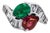 Late 20th Century Emerald & Ruby Bypass Ring, Size 5 For Sale