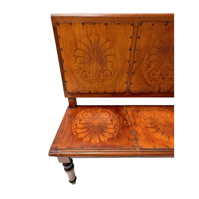 Art Nouveau Dutch Hall Bench in Elm and Beech, 1900s For Sale - Image 15 of 16