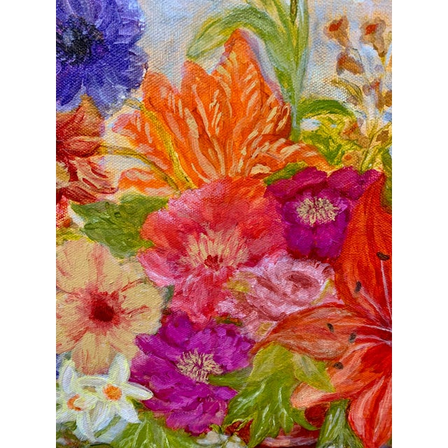 Impressionist "Vibrant Floral" Contemporary Impressionist Style Still Life Acrylic Painting For Sale - Image 3 of 5
