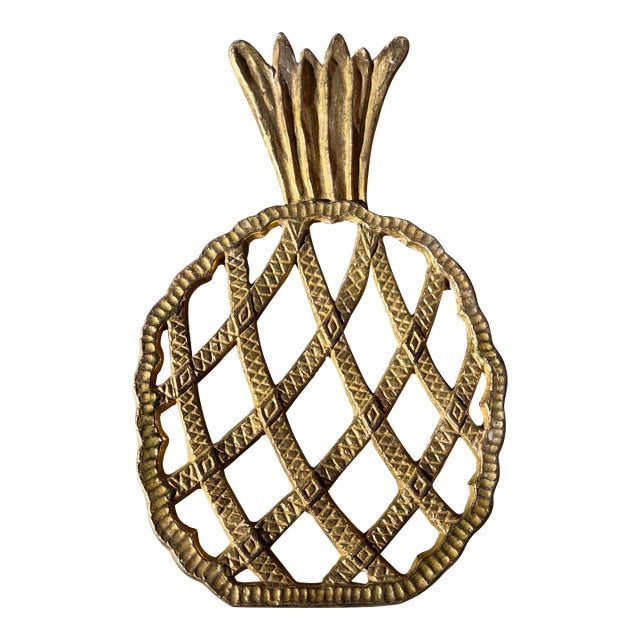 1970s Brass Pineapple Hot Plate/Trivet For Sale