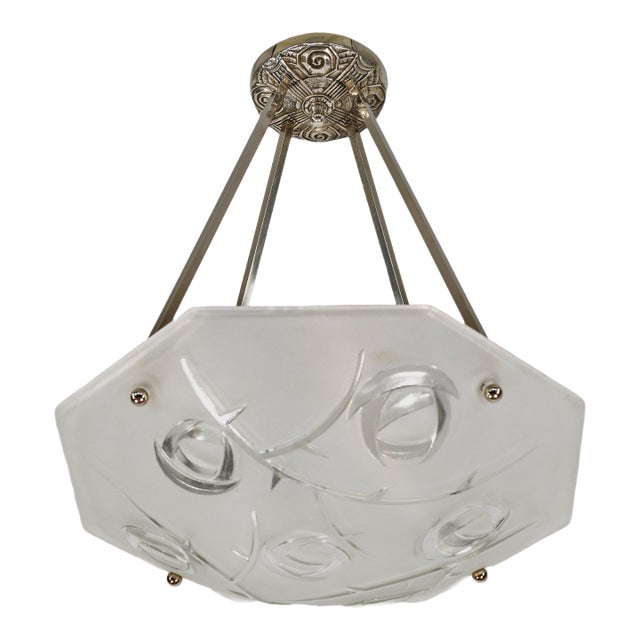 French Art Deco Pendant Light by Degue 1930 France For Sale