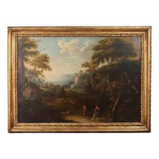 Venetian School, Landscape and Figure Painting, 18th Century, Oil on Canvas For Sale