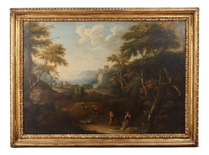 Venetian School, Landscape and Figure Painting, 18th Century, Oil on Canvas