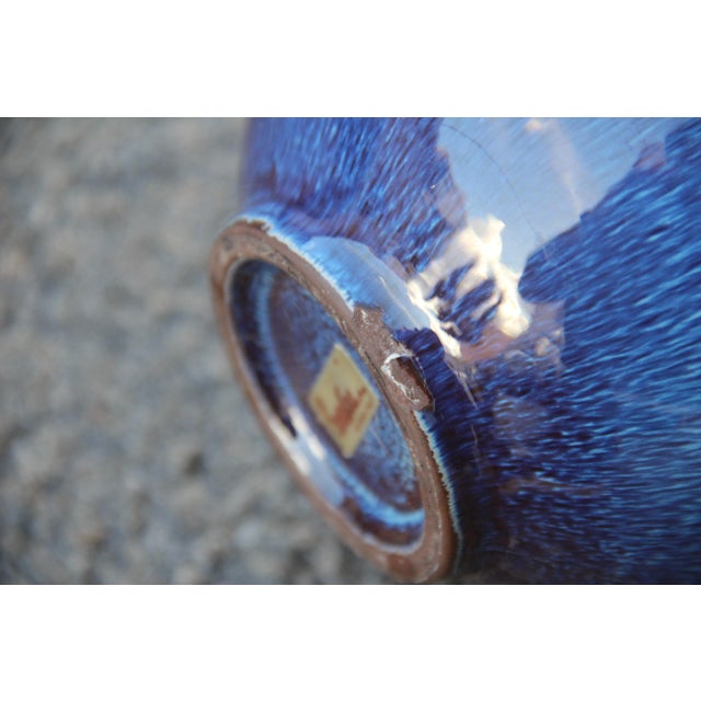 1960s Round Blue Ceramic Vase from Ernestine, 1960s For Sale - Image 5 of 11