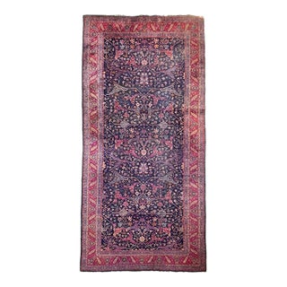 Semi-Antique Kelleh Garrus Design Berry, Plum, Indigo, with Gorgeous Highlight Colors Rug 7.9 x 16.3 For Sale
