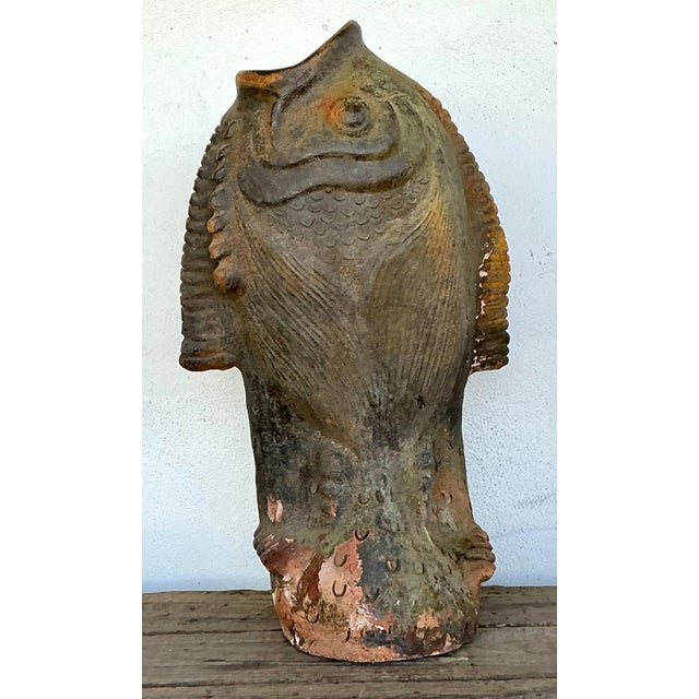 Late 20th Century Vintage Original Studio Pottery Terracotta Fish Umbrella Stand For Sale - Image 5 of 12