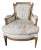 Late 19th-Century French Louis XV-Style Giltwood Bergère, Gray Upholstery For Sale