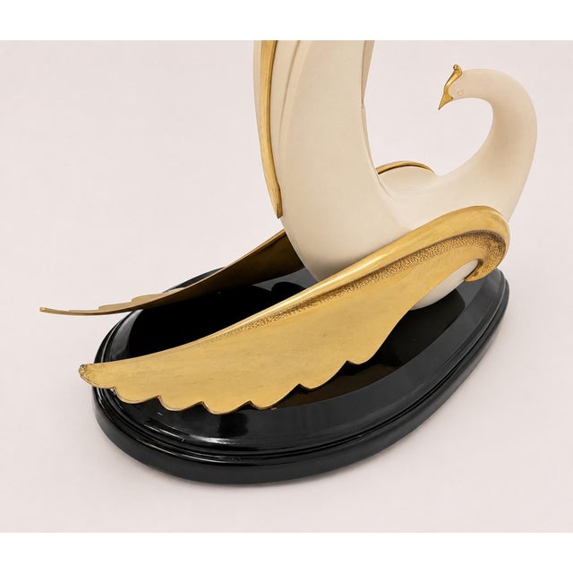1980s San Sen, Brass & Glass Swan Console Table for Art House Jofral Spain, Labeled For Sale - Image 15 of 18
