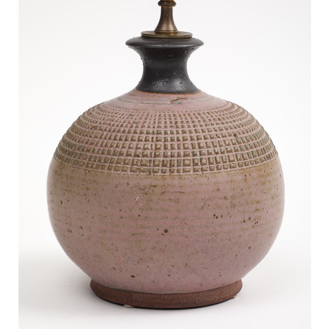 Ceramic Artist Signed Stoneware Pottery Table Lamp For Sale - Image 7 of 11