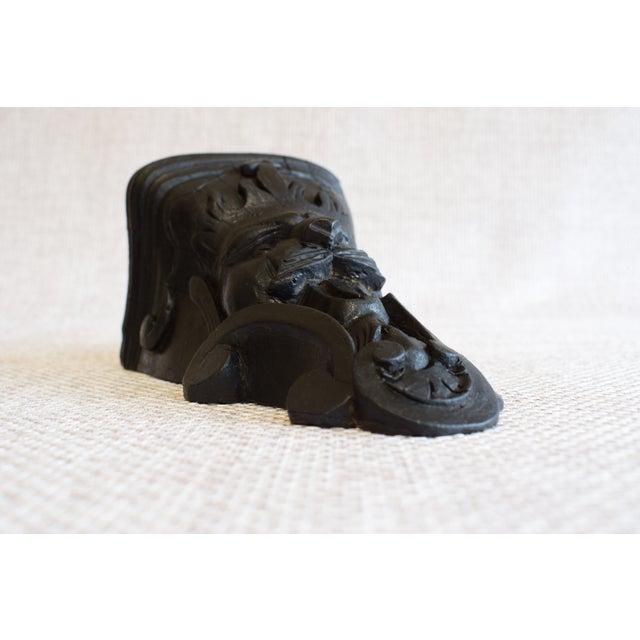 Napoleon III Victorian Black Wall Shelf with Green Man Carving, 1890s For Sale - Image 6 of 13