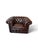 Chesterfield, Club Chair in brown leather with deep-button tufting, they feature rolled arms, brass nailhead trim....