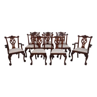 Set of 10 Mahogany Chippendale Dining Chairs For Sale