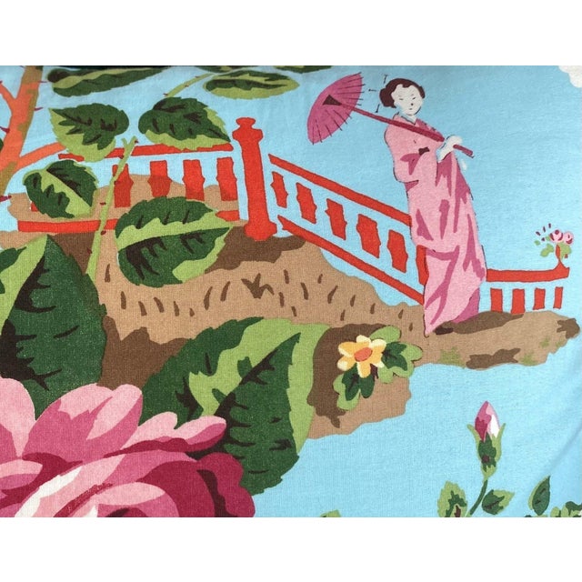 1960s Vintage Chinoiserie Floral Pillow For Sale - Image 5 of 5
