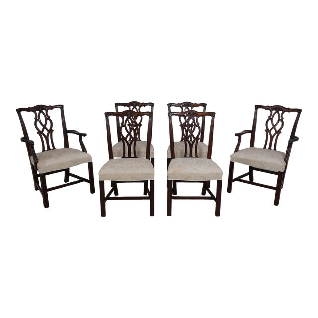 Set of 6 Kindel Oxford Mahogany Chippendale Dining Chairs For Sale