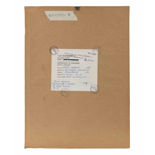 Modern Orfeo Tamburi, Settembre, una Donna, Etching, 1971 For Sale - Image 3 of 4