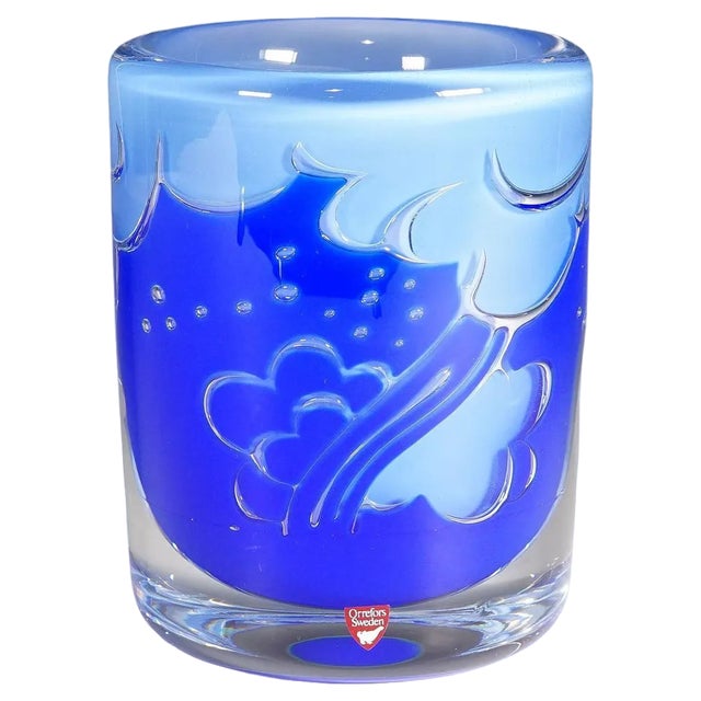 Large Ariel Vase attributed to Olle Alberius for Orrefors, Sweden, 1987 For Sale