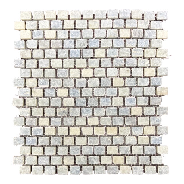 Sky Blue Marble Honed 3/8" X 5/8" Brick Mosaic For Sale